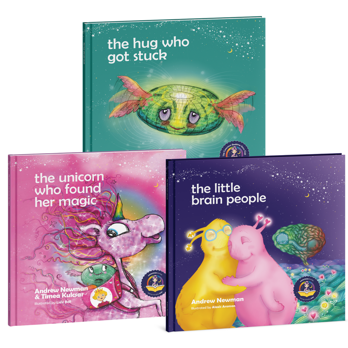 3-book bundle: The Hug Who Got Stuck + The Unicorn Who Found Her Magic + The Little Brain People