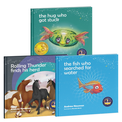 3-book bundle: The Hug Who Got Stuck + Rolling Thunder Finds His Herd + The Fish Who Searched For Water