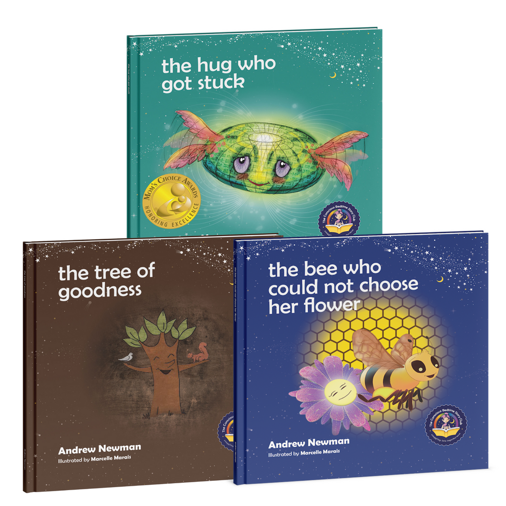 3-book bundle: The Hug Who Got Stuck + The Tree of Goodness + The Bee Who Could Not Choose Her Flower