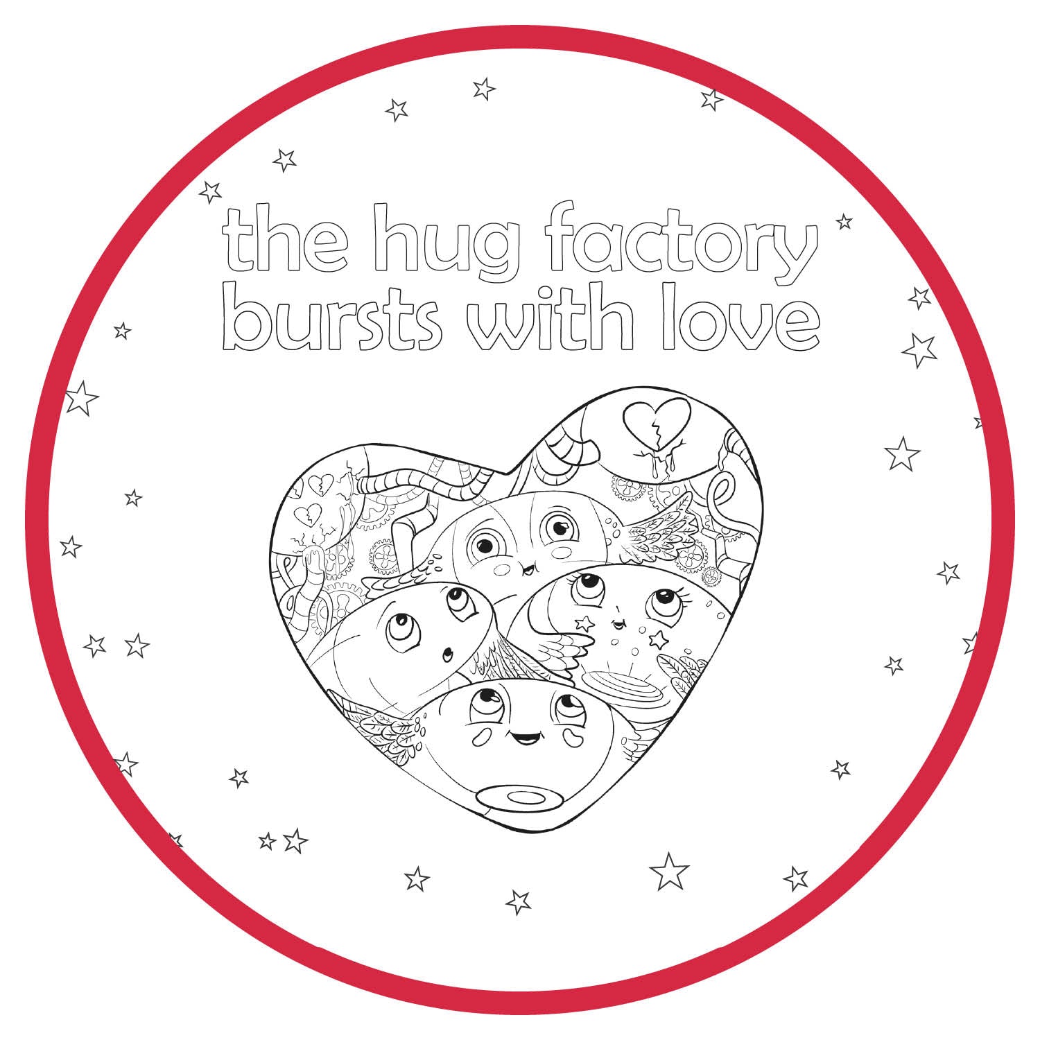 Printable Coloring Pages - The Hug Factory Bursts with Love – Conscious ...